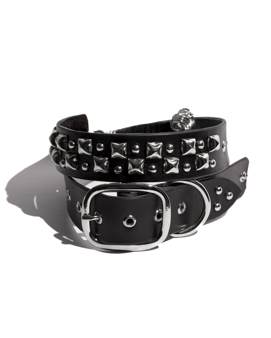 Chained leather belt